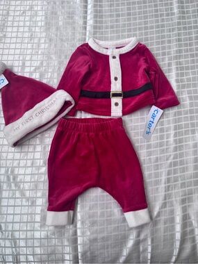 Carter's Berry Velvet Holiday Three-Piece Set with White Trim